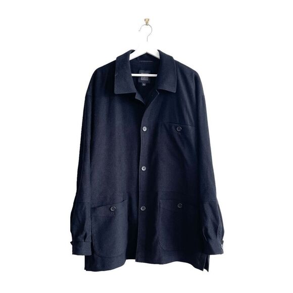 Massimo Moda Collezione Mens Button Front Overshirt Jacket Black Size Large - Picture 1 of 9